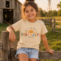 Stay Salty Girls' Beige T-Shirt