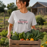 Stay Salty Woman's Light Gray T-Shirt | Premium Cotton
