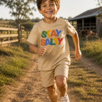 Stay Salty Boys' Beige T-Shirt